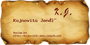 Kojnovits Jenő névjegykártya